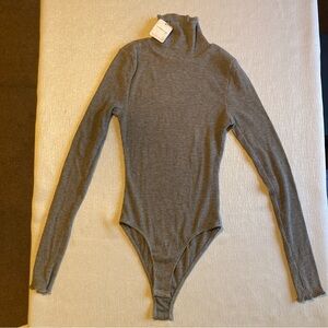 Free People Intimately Ribbed Grey Turtleneck Bodysuit NWT